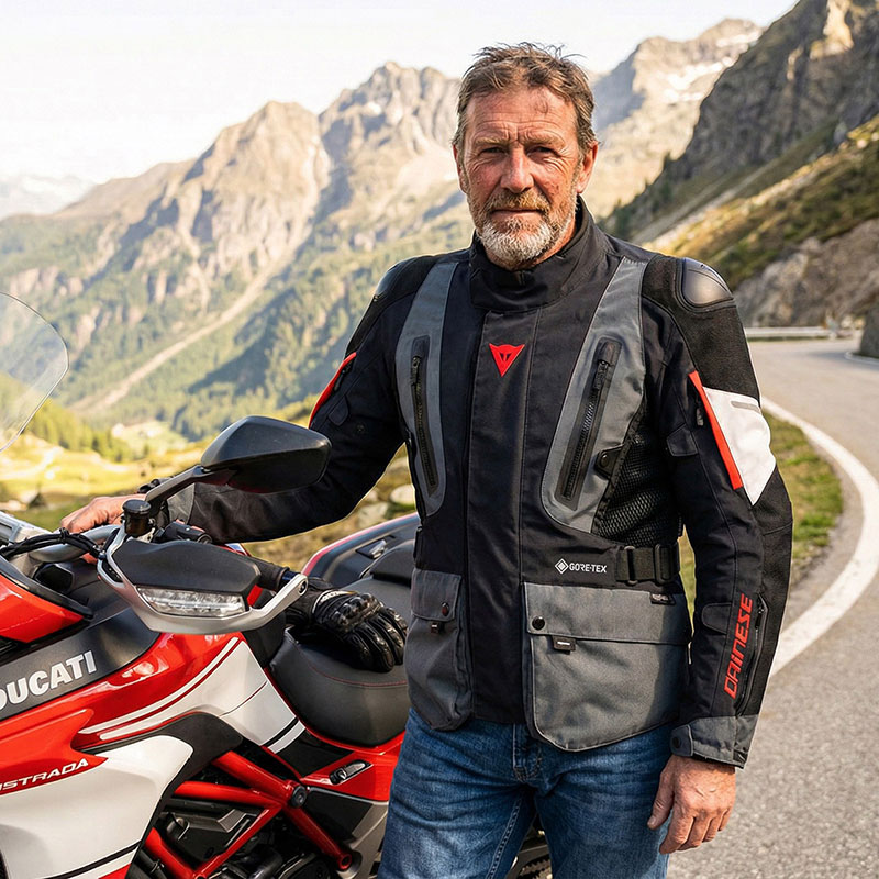 Man wearing Dainese Carve Master 4 GTX suit